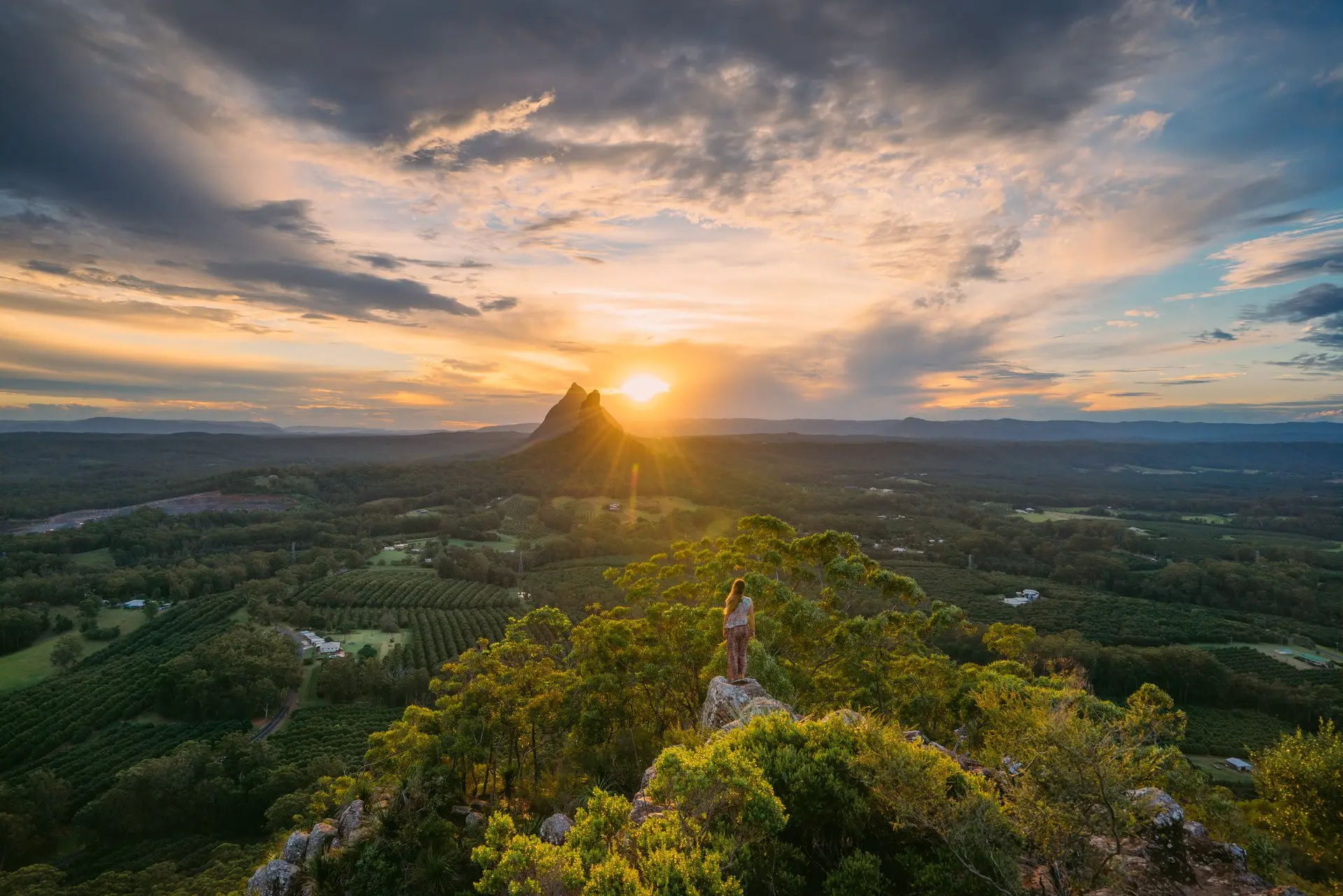 Glasshouse Mountains Sunset Sunshine Coast